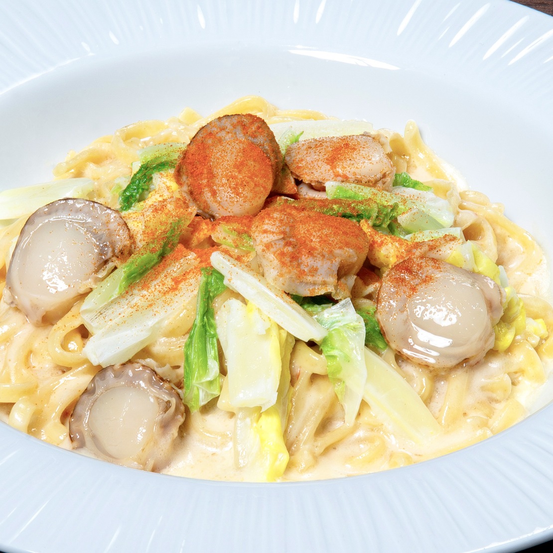 ホタテと白菜のクリームパスタ